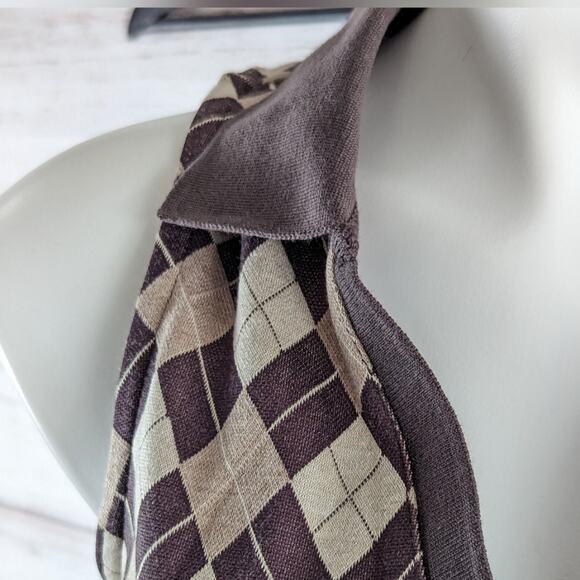 Madden NYC Argyle Print Brown Sleeveless Knit Dress Sz Medium New with Tags - Picture 4 of 7